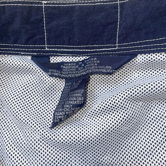 Vtg Tommy Hilfiger Men's L Board Shorts Swim Trunks Navy w. Stripe - Picture 5 of 7